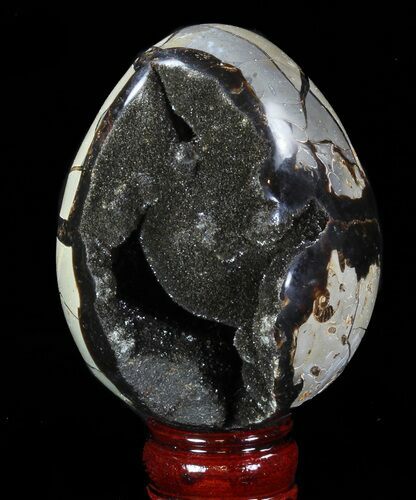 Septarian Dragon Egg Geode - Black Crystals #88515